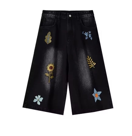 Diana - Pantalón capri de pierna ancha con bordado