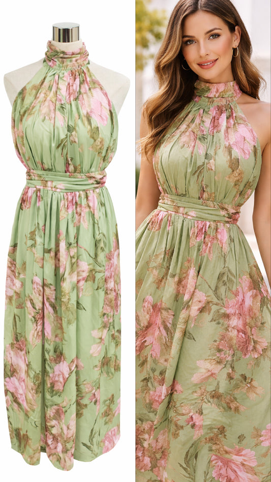 ✨ Lidia Luxe | Vestido Largo Floral con Caída Fluida